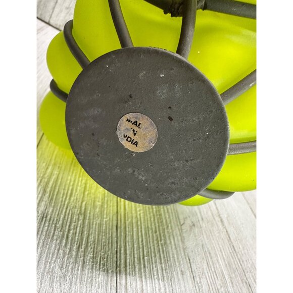 Vtg Glass Metal Green Pumpkin Tea Light Globe 6"H x 5.5"D India Halloween Decor - Picture 5 of 10